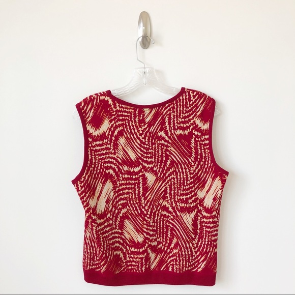St. John Red/Silver/Gold Sleeveless Sweater Shell - Picture 5 of 8